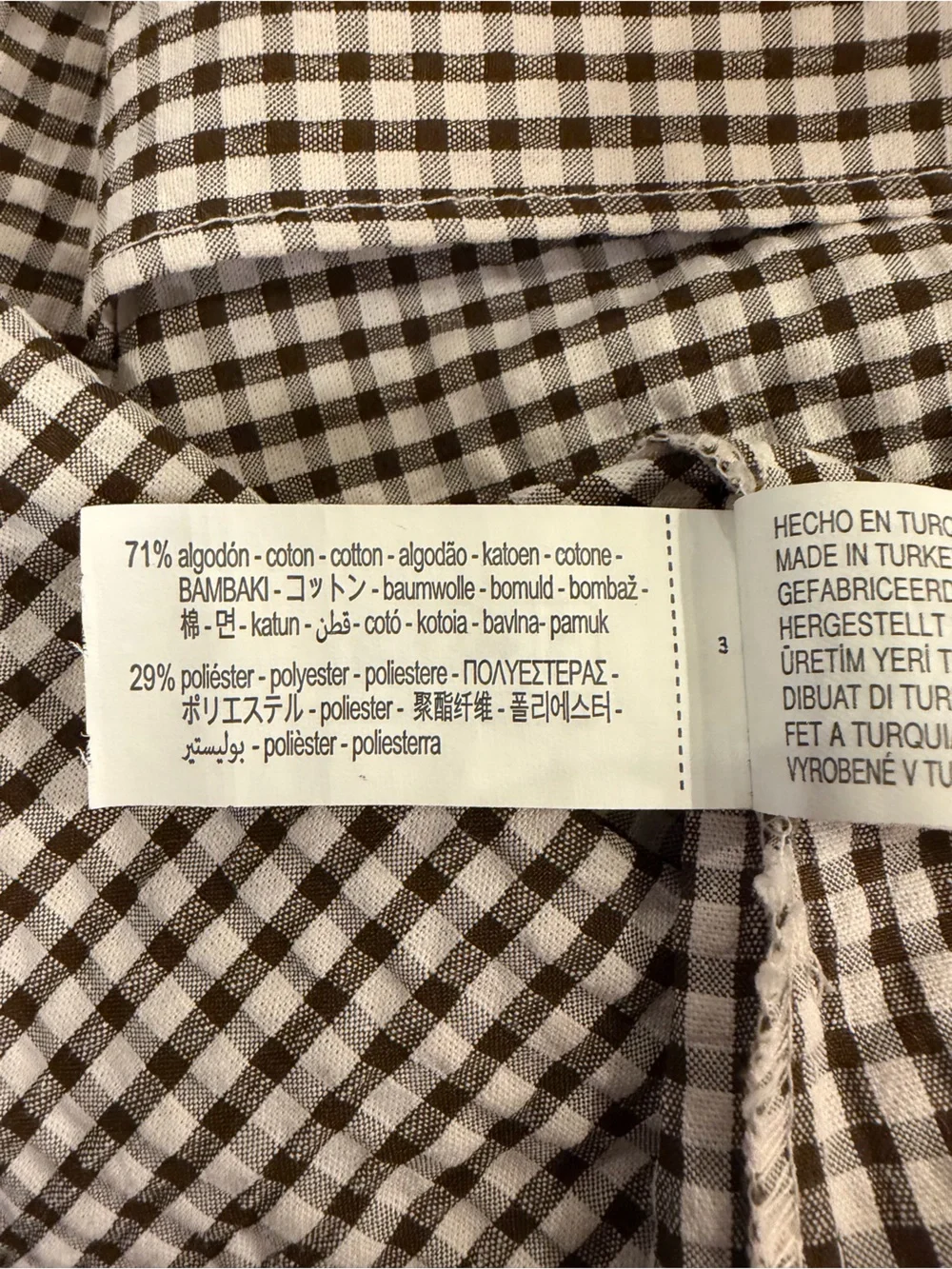 Zara BIB COLLAR GINGHAM SHIRT